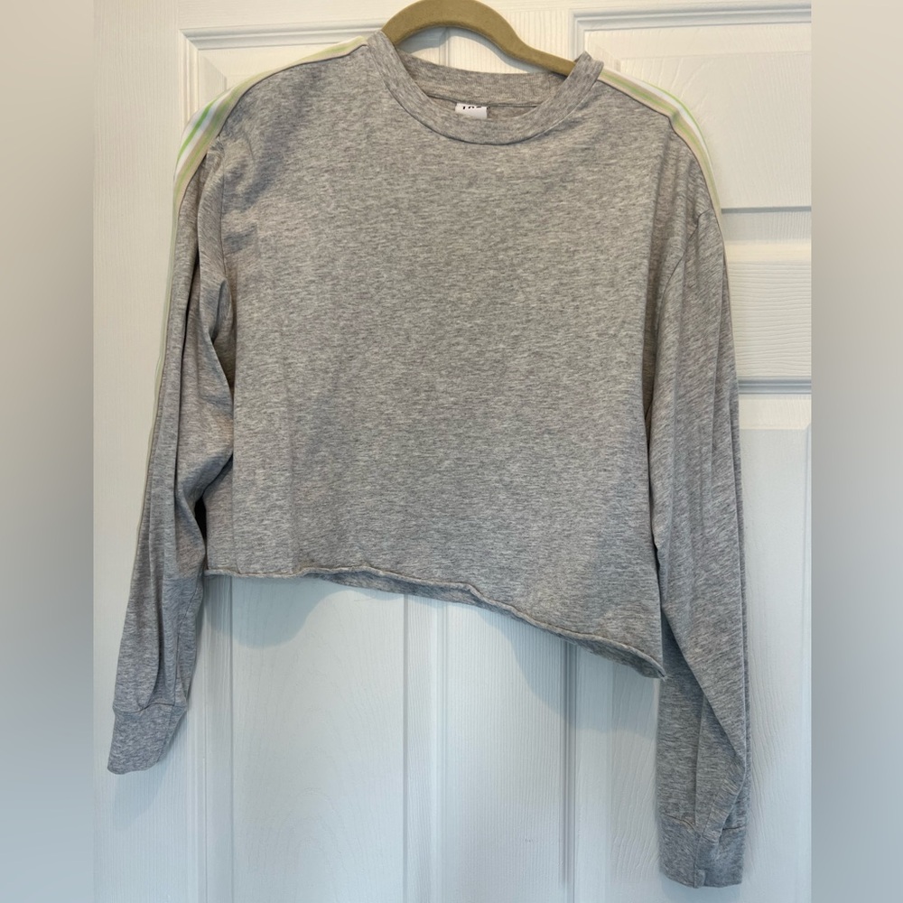 Gray Long Sleeve Crop Top